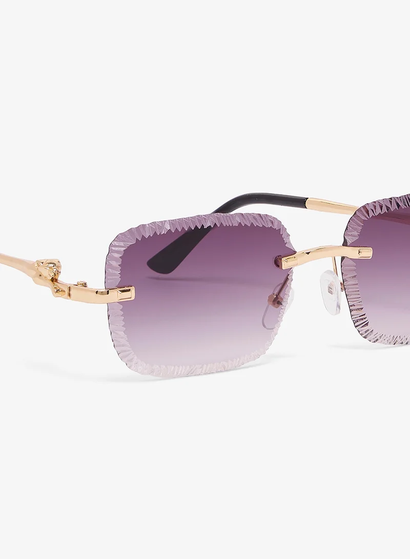 Ella Purple Rhinestone Embellished Square Sunglasses for Women | Best Price UAE